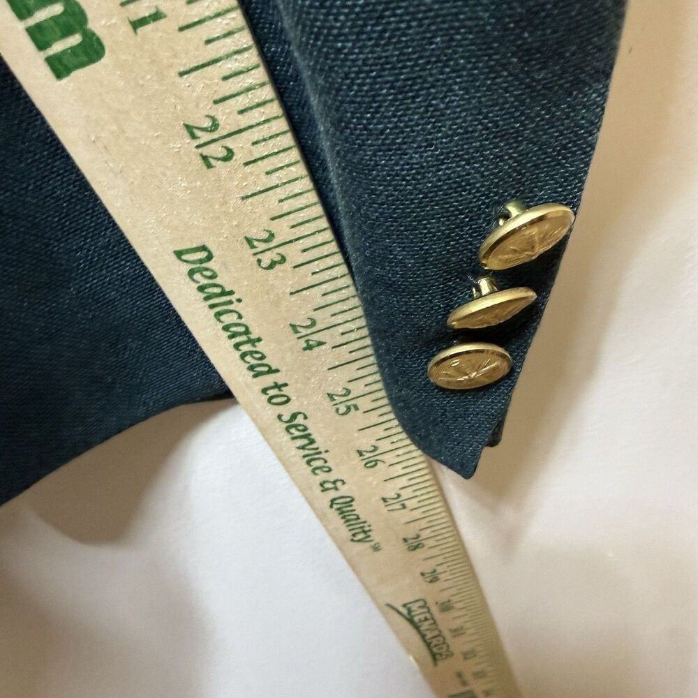 Masters Green Wool Blend Blazer Mens 42L Gold Buttons Classic Lined Jacket Vtg - Picture 4 of 8